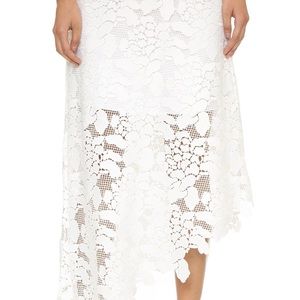 Tibi Floral Lace Asymmetrical Skirt White Size 2